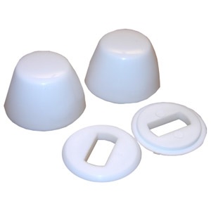 White Round Plastic Toilet Bolt Cap, Covers Unsightly Toilet Mounting Bolts,Universal