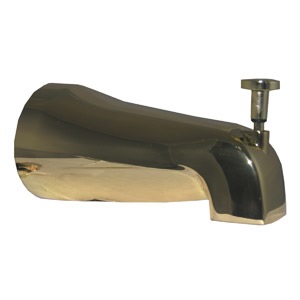 Polished Brass Bathtub Diverter Spout, 1/2 Inch Female Pipe Thread Inlet, Front Lift Style