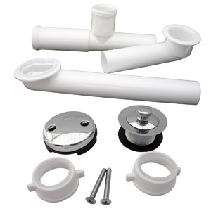 Bath Tub, Lift And Turn Waste And Overflow Assembly, 1-1/2-Inch Od Pvc White Plastic Tubular, Chrome