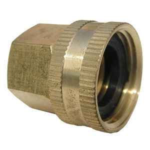 3/4 FEMALE GARDEN HOSE THREAD X 1/2 FEMALE PIPE THREAD SWIVEL BRASS ADAPTER