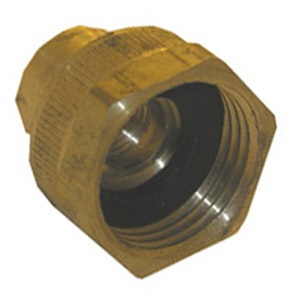 BRASS GARDEN HOSE CAP WITH 1/4 FEMALE PIPE TAP
