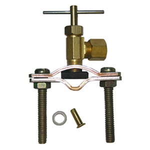 1/4 COMPRESSION OUTLET SELF TAPPING BRASS SADDLE NEEDLE VALVE