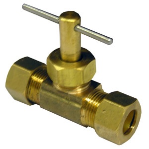 3/8 COMPRESSION X 3/8 COMPRESSION STRAIGHT BRASS NEEDLE VALVE