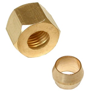 1/4 BRASS COMPRESSION. NUT AND SLEEVE