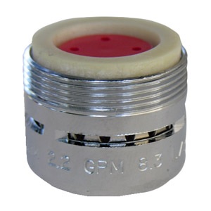 Aerator, Chrome, 2.2 GPM, Dual Thread, Slotted, 55/64 Inch X 27 Female x 15/16 Inch x 27 Male  