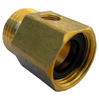 3/4 FEMALE GARDEN HOSE THREAD X 3/4 MALE HOSE THREAD X 1/8 FEMALE PIPE THEAD