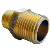 1/2 MALE PIPE THREAD X 3/8 MALE PIPE THREAD BRASS HEX NIPPLE