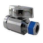 3/8 Inch Iron Pipe Inlet X 3/8 Inch Compression Outlet, 1/4 Turn, Strait Stop, Lead Free Compliant, 