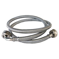 4 Foot Stainless Steel Washing Machine Hose, With Elbow, 3/4Inch Female Hose Thread X 3/4Inch Female