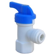 Plastic Push Fitting, 3/8-Inch Od Tubing X 3/8-Inch Female Pipe Thread, Angle Shut Off Valve
