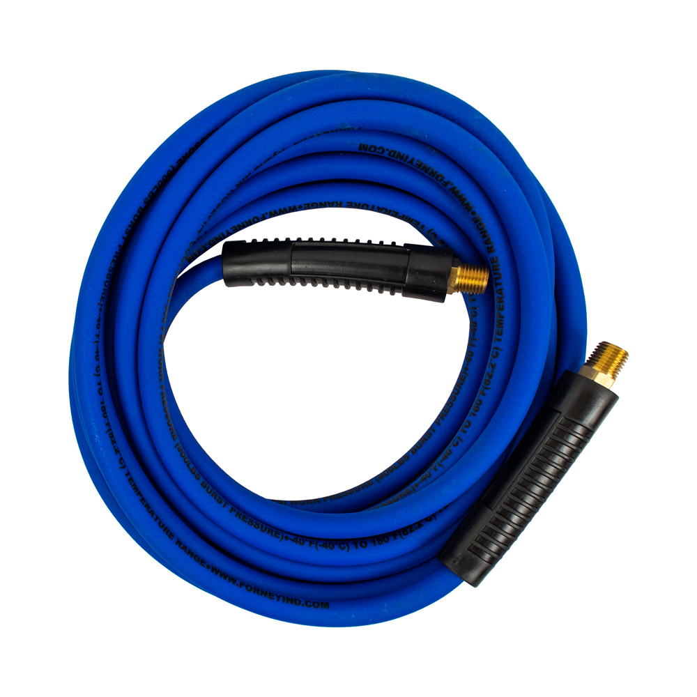 Blue Hybrid Air Hose, 1/4 in ID x 50 ft, 1/4 in MNPT fitting