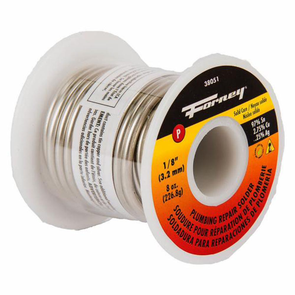 Solder, Lead Free (LF), Plumbing Repair, Solid Core, 1/8 in, 8 Ounce