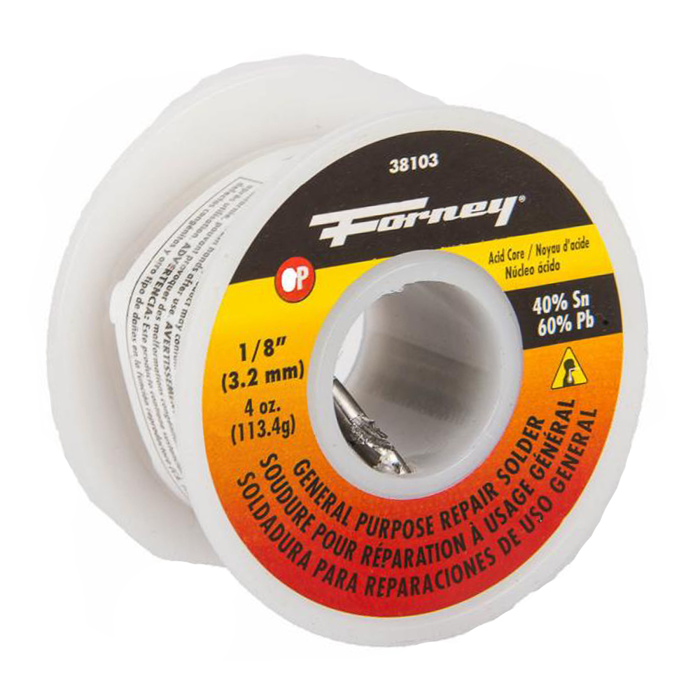 Solder, General Purpose Repair, Acid Core, 1/8 in, 4 Ounce