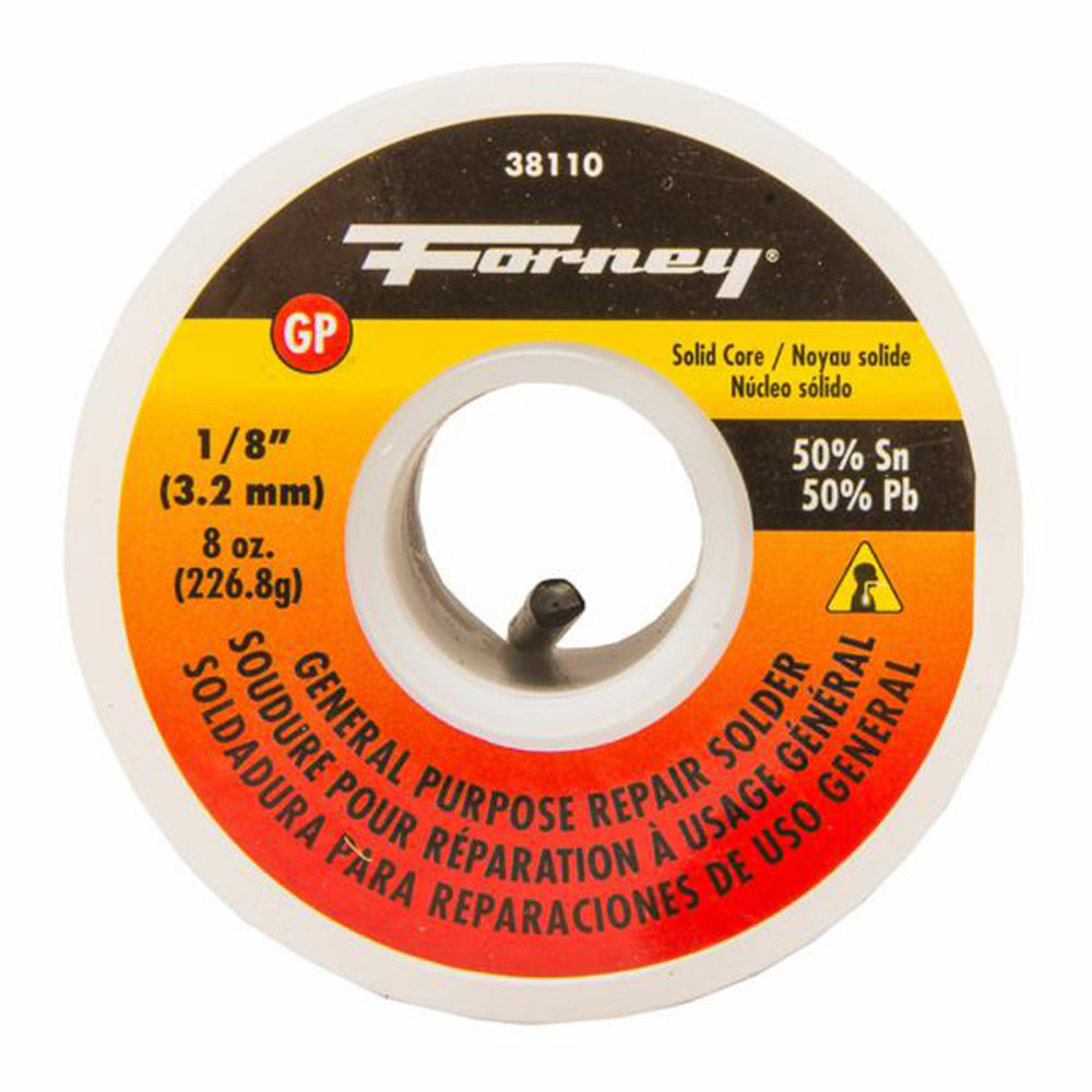 Solder, General Purpose Repair, Solid Core, 1/8 in, 8 Ounce