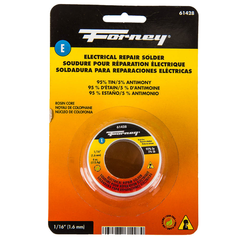 Solder, Lead Free (LF), Electrical Repair, Rosin Core, 1/16 in, 4 Ounce