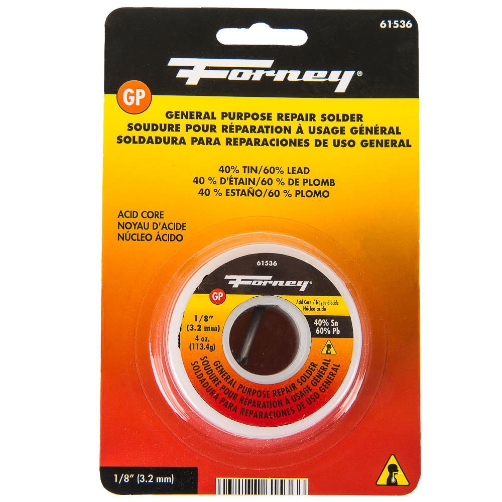Solder, General Purpose Repair, Acid Core, 1/8 in, 4 Ounce
