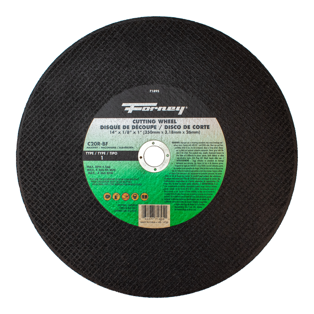 Cutting Wheel, Masonry/Asphalt, Type 1, 14 in x 1/8 in x 1 in