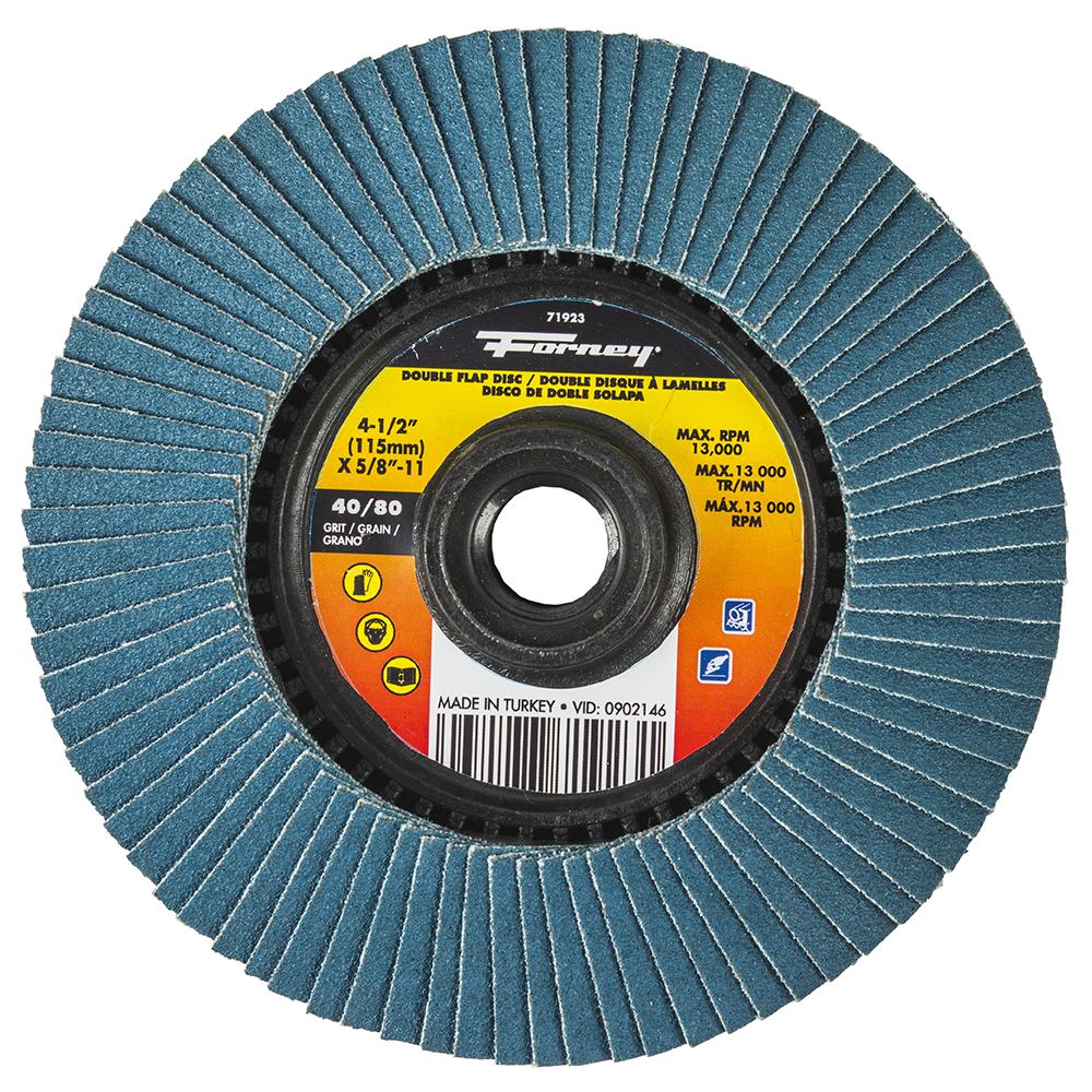 Double Sided Flap Disc, 40/80 Grits, 4-1/2 in