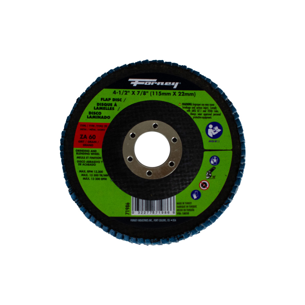 Flap Disc, Type 29 (Designed for Grinding and Finishing), 4-1/2 in x 7/8 in, ZA60