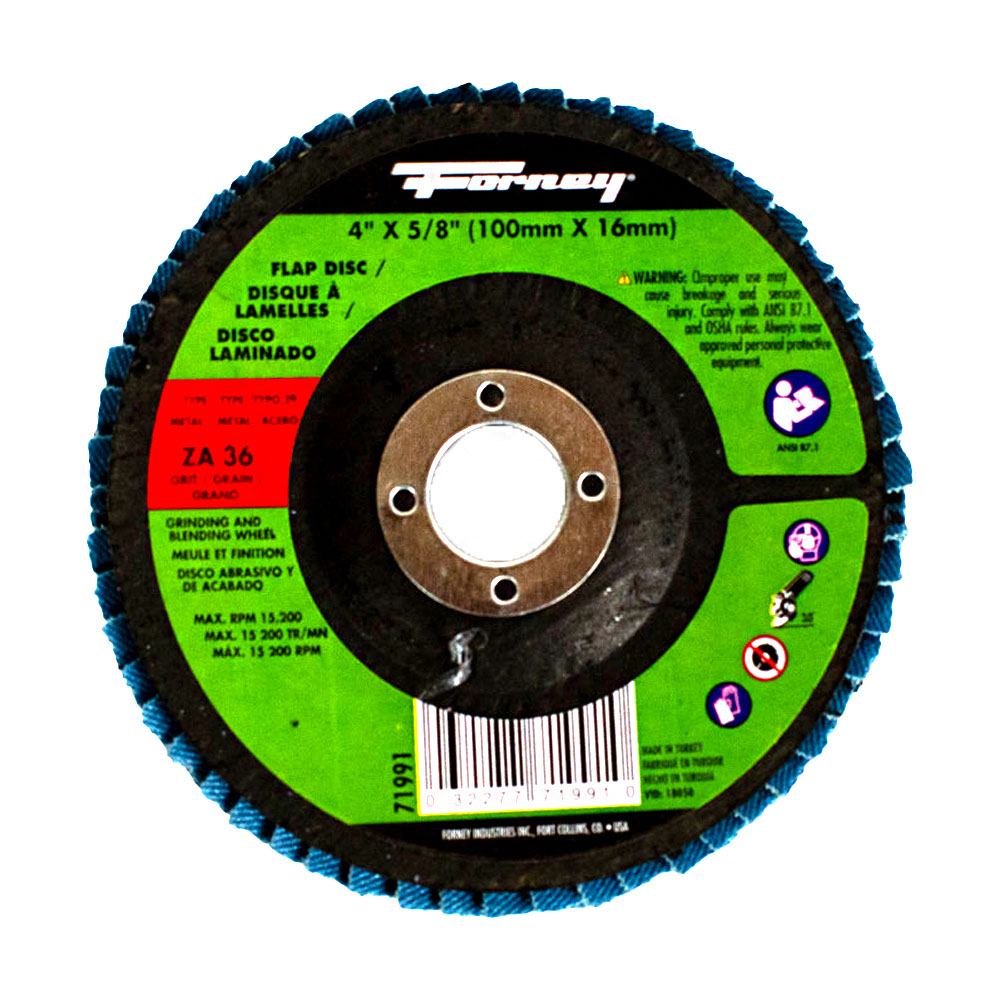 Flap Disc, Type 29, 4 in x 5/8 in, ZA36
