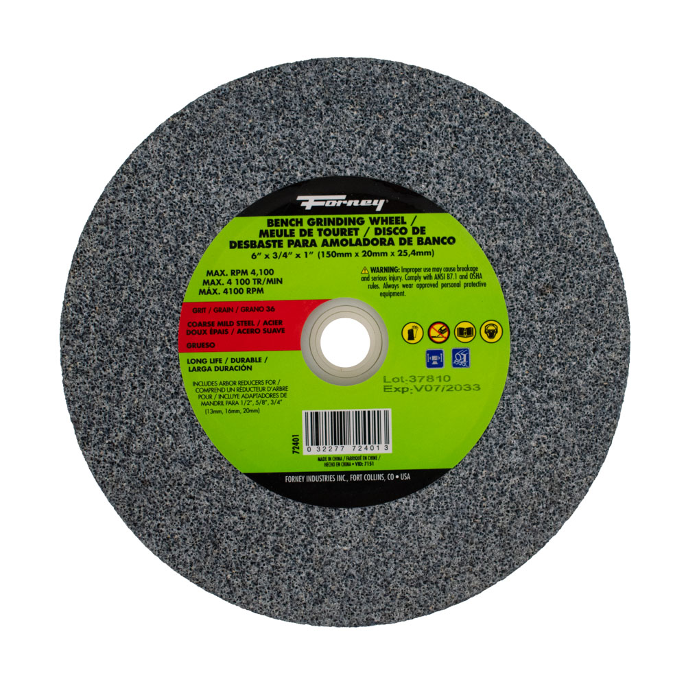 Bench Grinding Wheel, 6 in x 3/4 in x 1 in