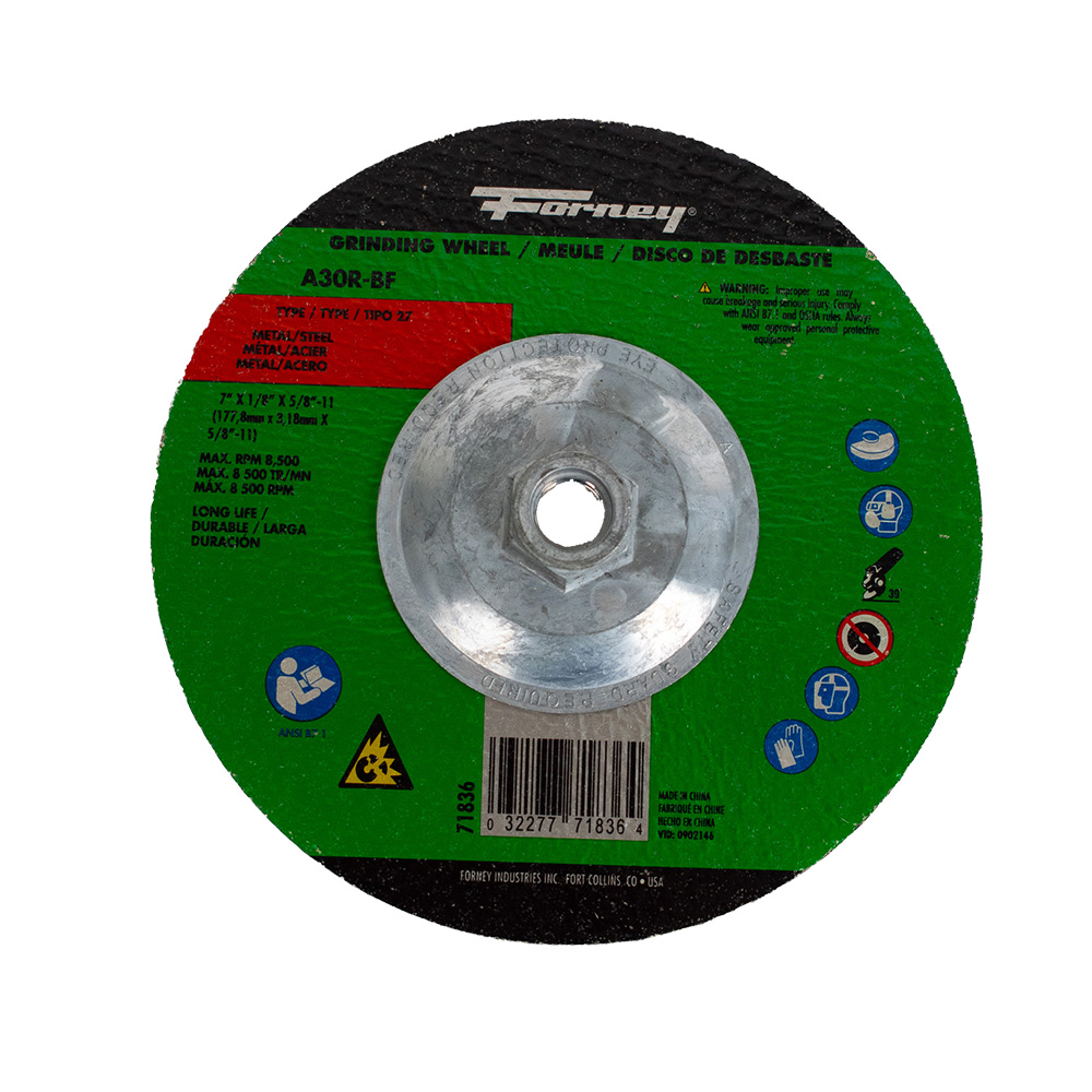 Grinding Wheel, Metal, Type 27, 7 in x 1/8 in x 5/8 in-11