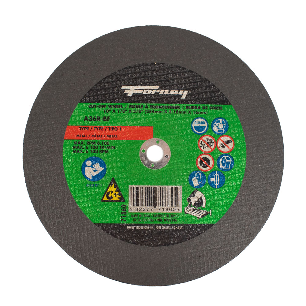 Cutting Wheel, Metal, Type 1, 10 in x 1/8 in x 5/8 in