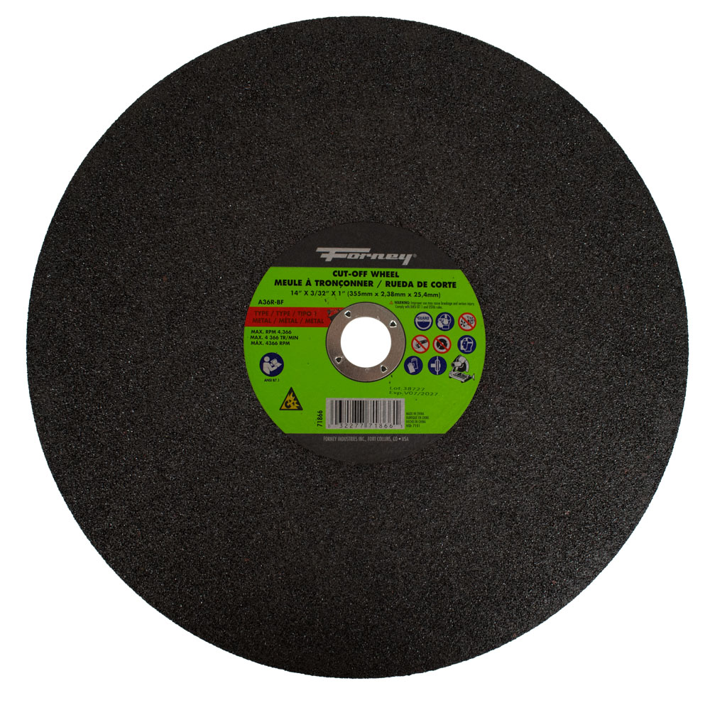 Cutting Wheel, Metal, Type 1 (Flat), 14 in x 3/32 in x 1 in