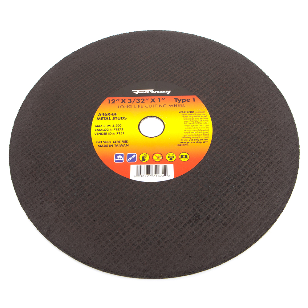 Cutting Wheel, Metal, Type 1 in Stud Master in, 12 in x 3/32 in x 1 in