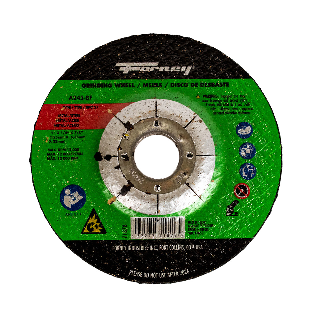 Grinding Wheel, Metal, Type 27 (Depressed Center), 5 in x 1/4 in x 7/8 in