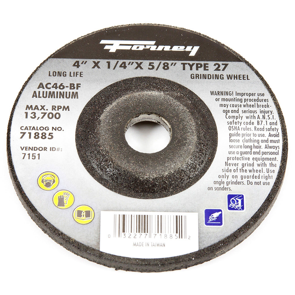 Grinding Wheel, Aluminum, Type 27, 4 in x 1/4 in x 5/8 in