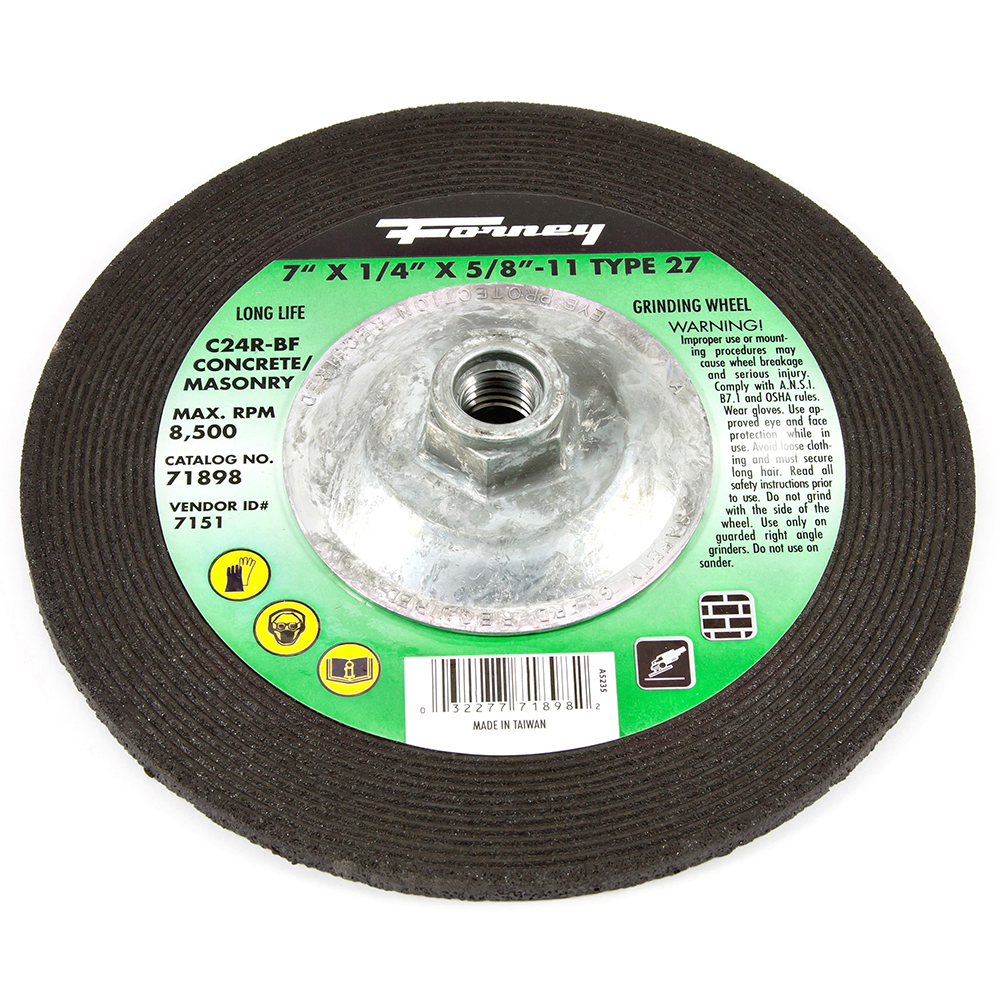 Grinding Wheel, Masonry, Type 27, 7 in x 1/4 in x 5/8 in-11