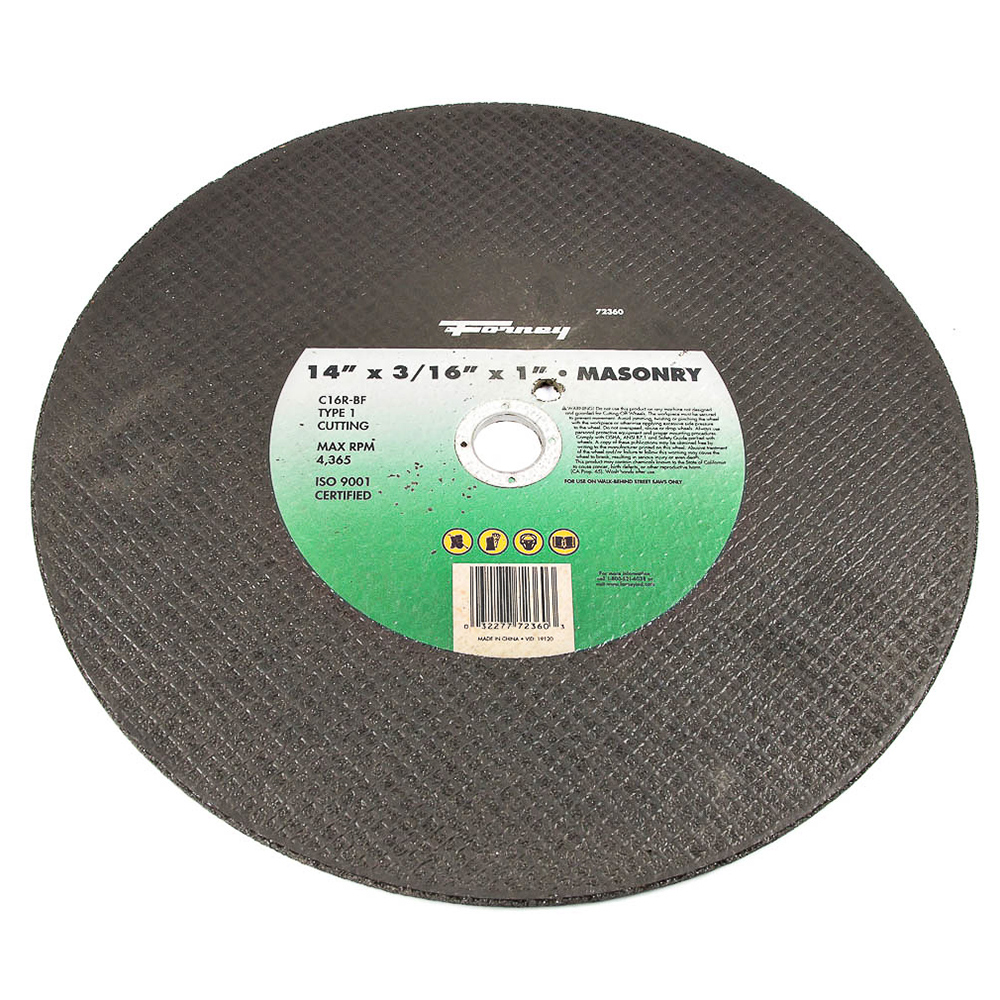 Cutting Wheel, Masonry/Asphalt, Type 1, 14 in x 3/16 in x 1 in