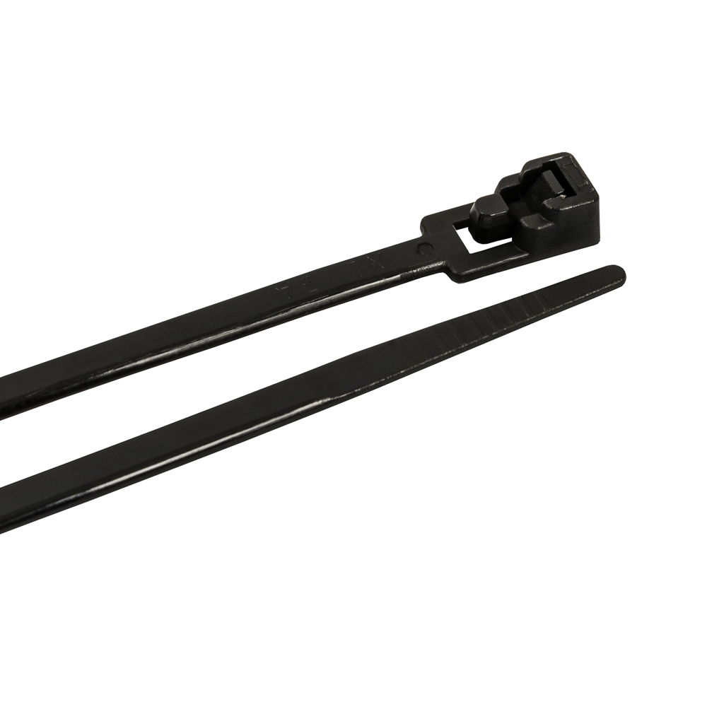 Cable Ties, 8 in Black Releasable Standard Duty, 25-Pack