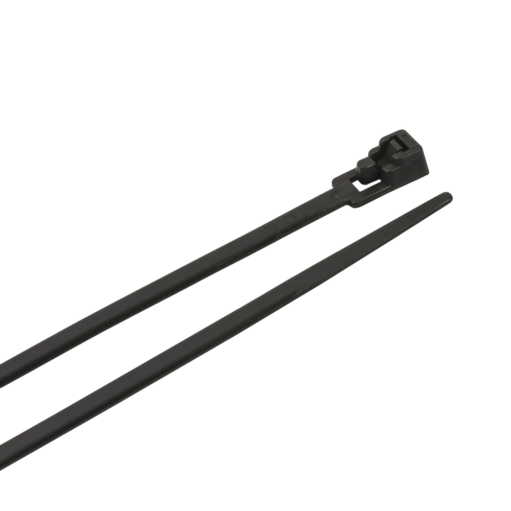 Cable Ties, 8 in Black Releasable Standard Duty, 100-Pack
