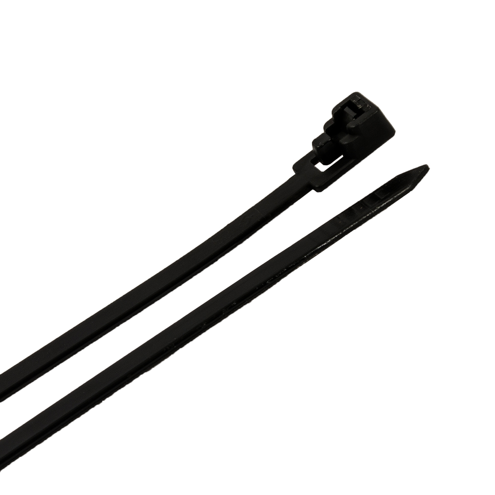 Cable Ties, 11 in Black Releasable Standard Duty, 100-Pack