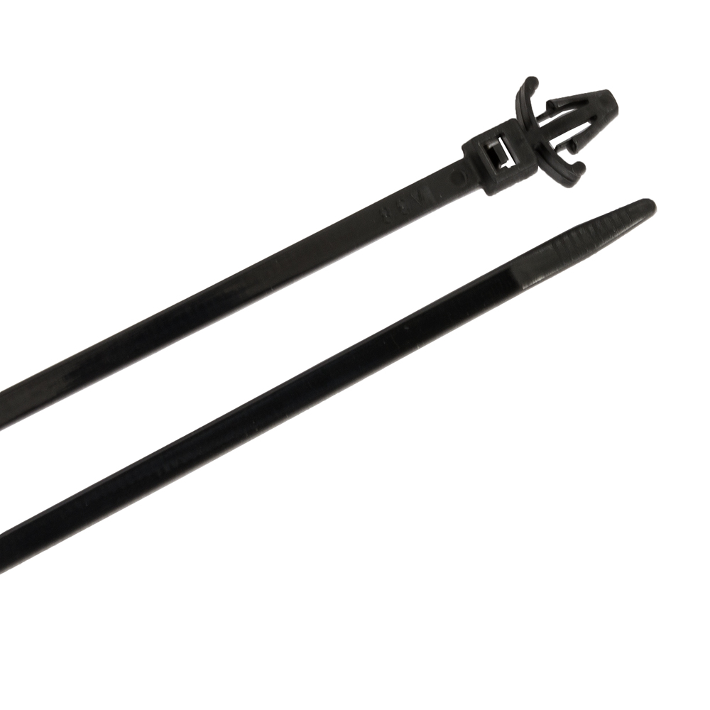 Cable Ties, 6 in Black Arrowhead Push Mounts, 25-Pack