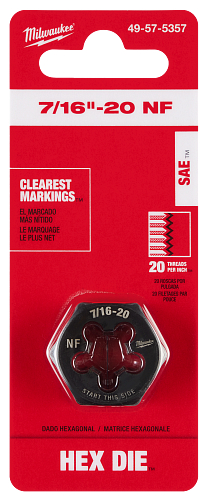 7/16-20 NC 1IN HEX DIE