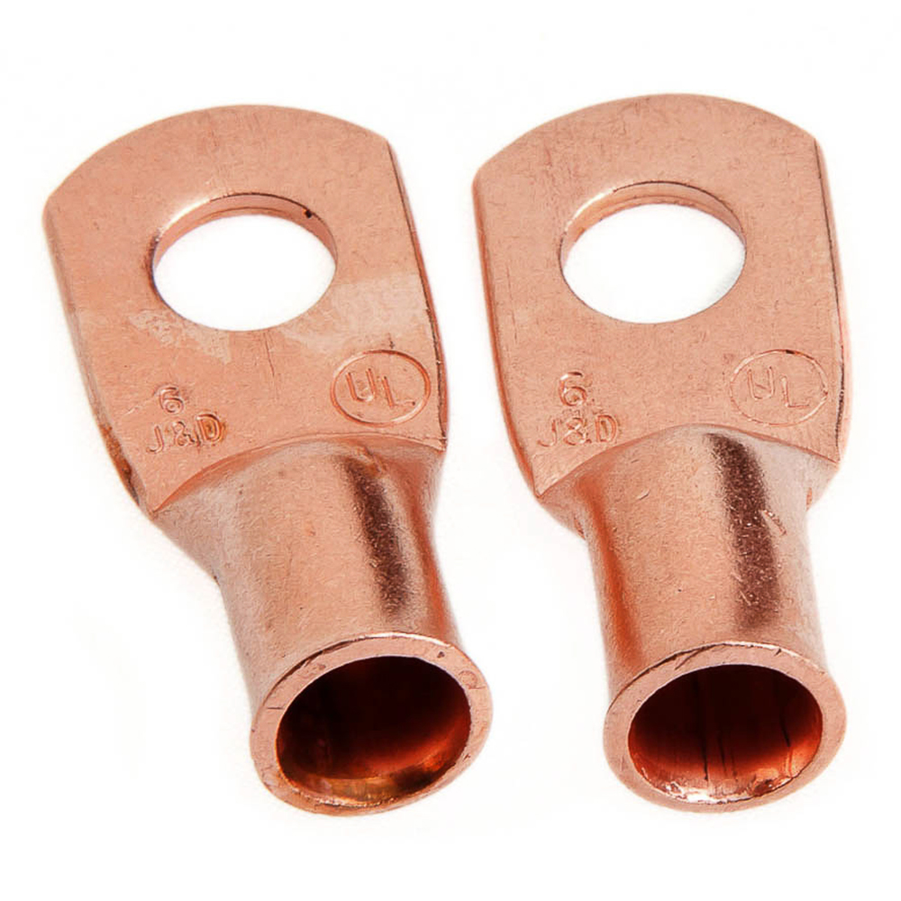 Lug for Number 6 Cable, 1/4 in Stud, Premium Copper
