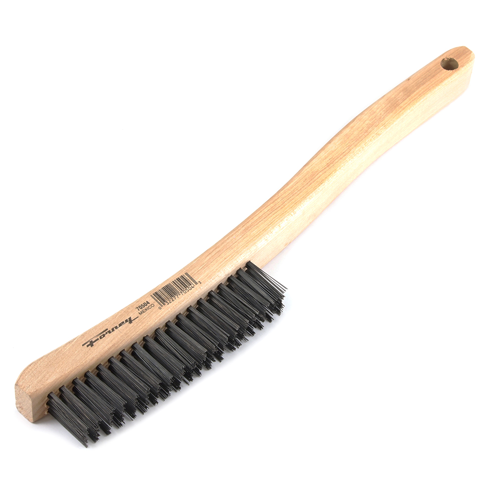 Scratch Brush with Long Handle, Carbon Steel, 3 x 19 Rows