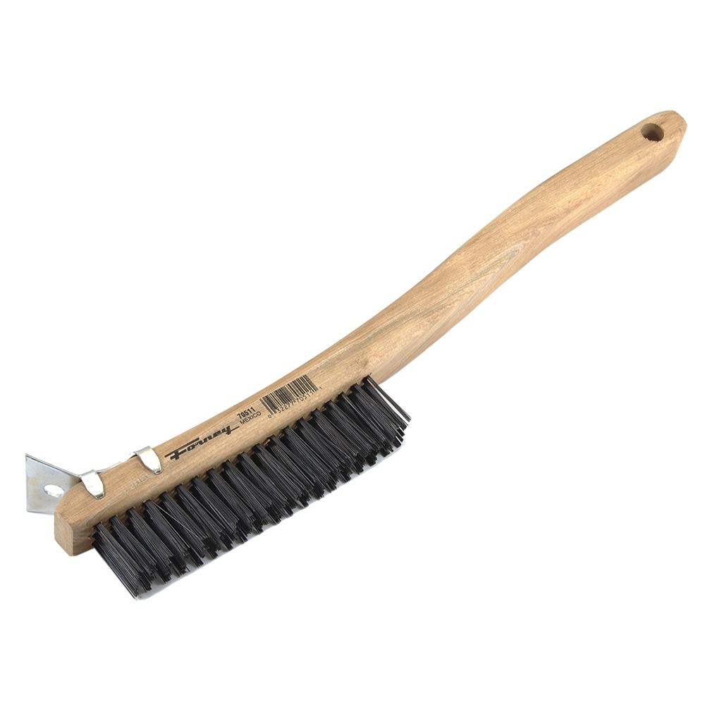 Scratch Brush with Scraper, Carbon, 3 x 19 Rows