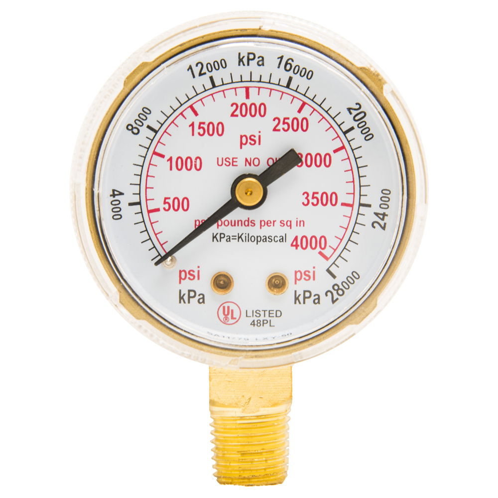 Regulator Gauge, 2 in, 0-4000 PSI