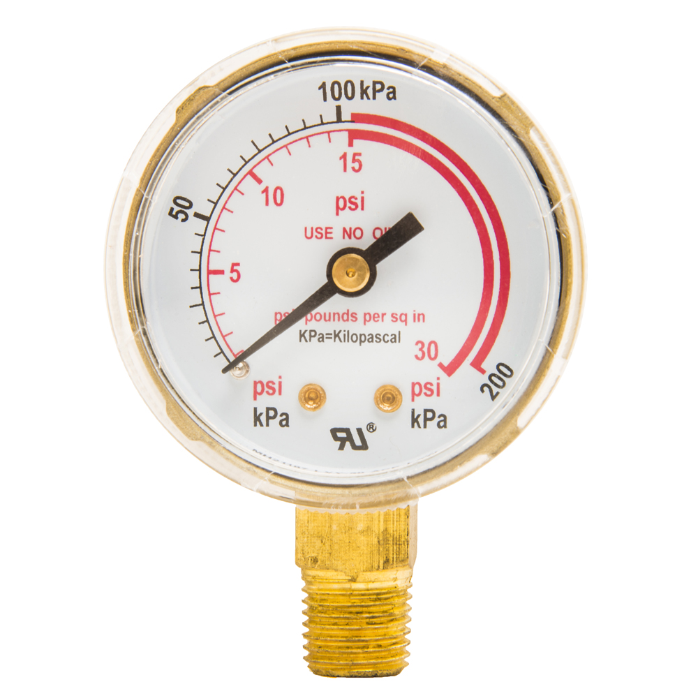 Regulator Gauge, 2 in, 0-30 PSI