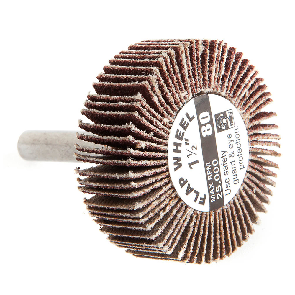 Flap Wheel, Shank Mounted, 1-1/2 in x 1/2 in