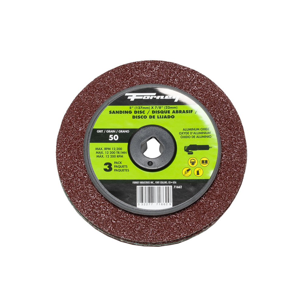 Resin Fibre Sanding Disc, Aluminum Oxide, 5 in x 7/8 in Arbor, 50 Grit