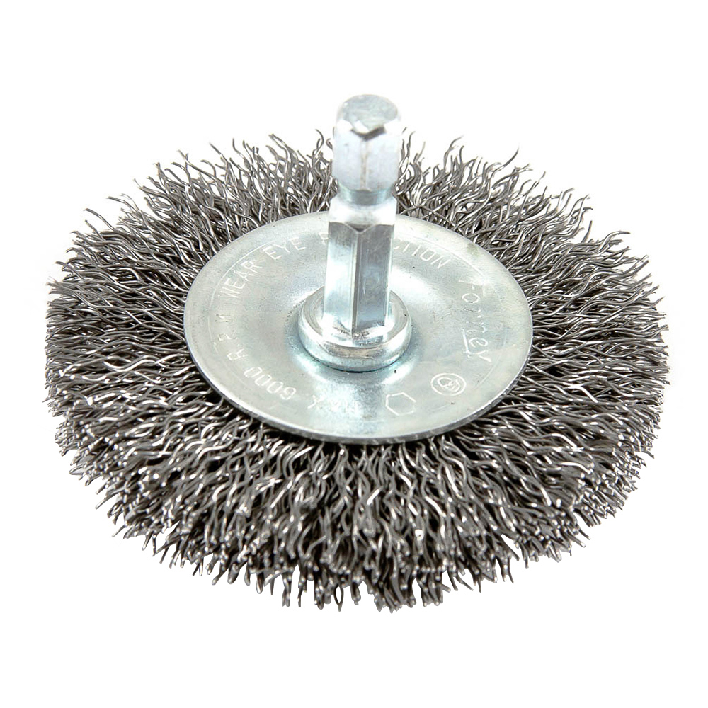 Wire Wheel, Crimped, 2-1/2 in x .012 in x 1/4 in Hex Shank