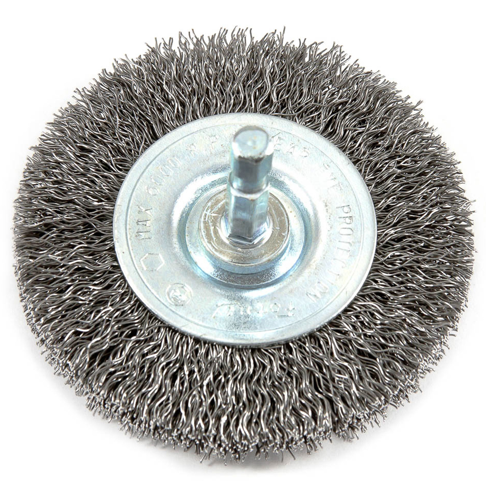 Wire Wheel, Crimped, 3 in x .012 in x 1/4 in Hex Shank