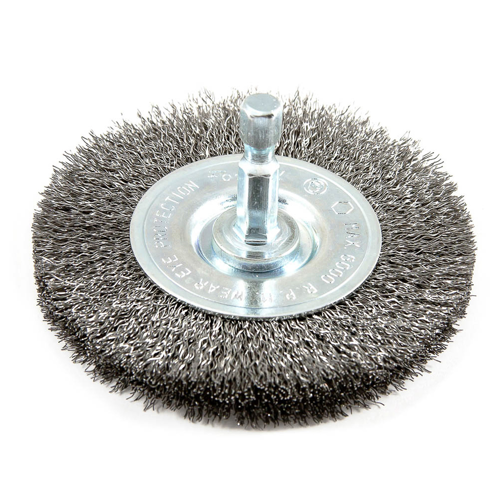 Wire Wheel, Crimped, 3 in x .008 in x 1/4 in Hex Shank