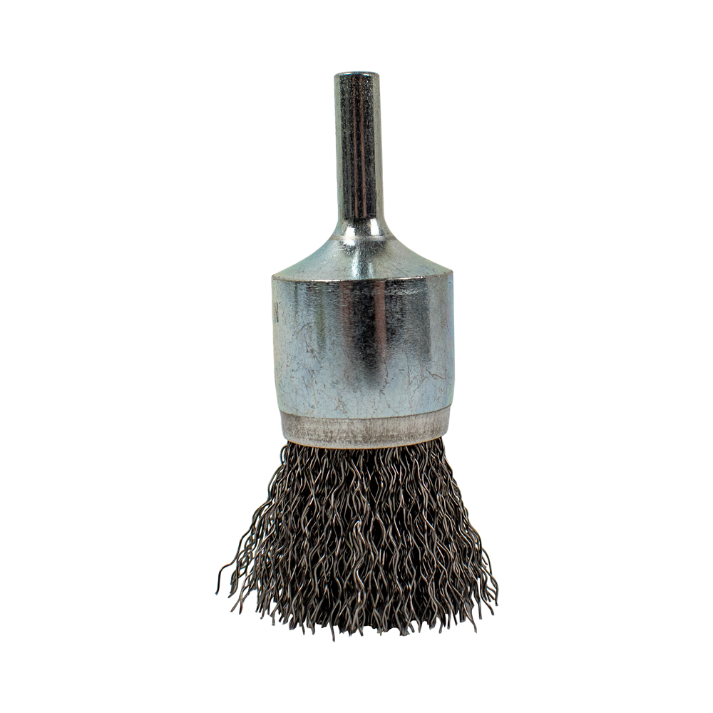 End Brush, Crimped, 1 in x .012 in x 1/4 in Rounded Shank