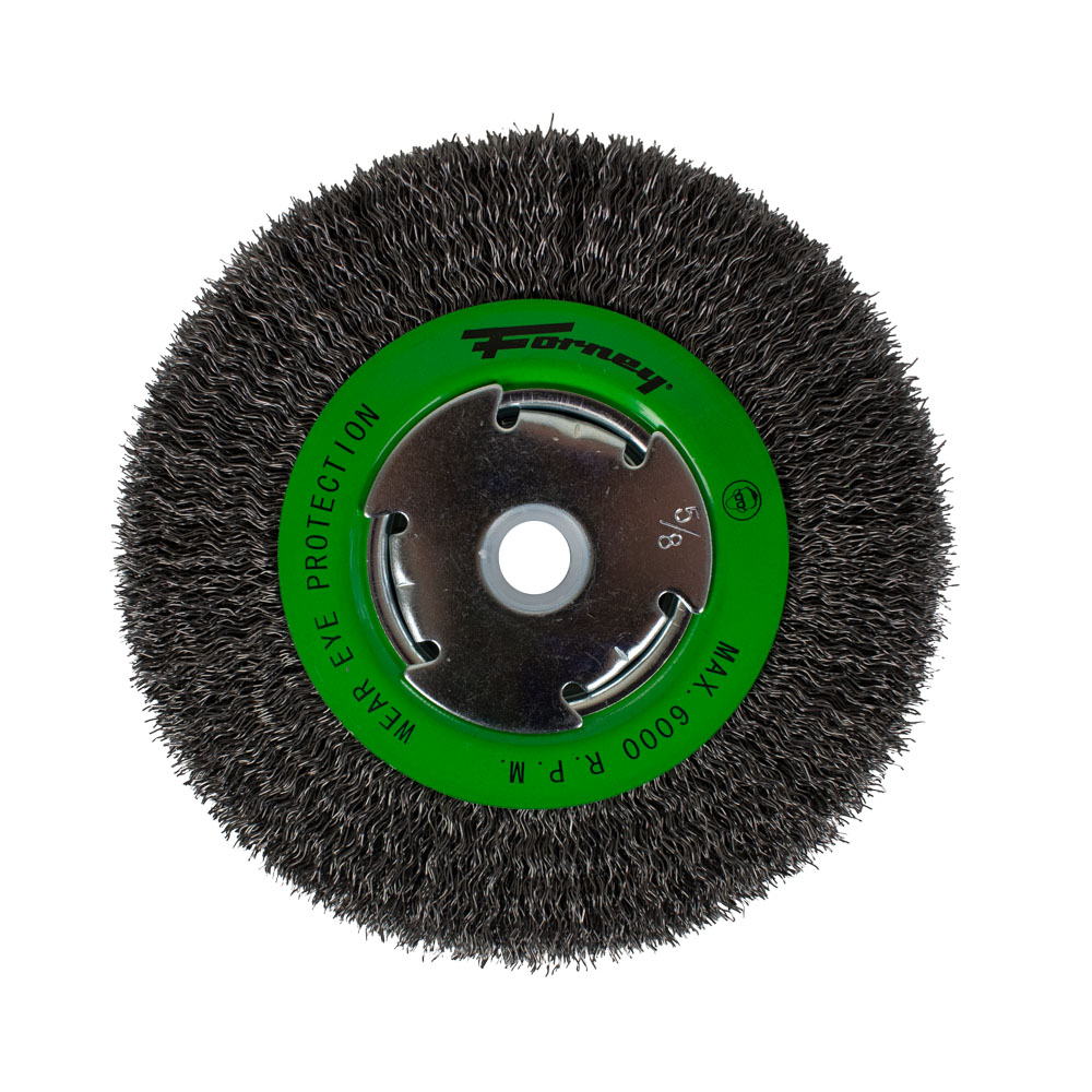 Wire Wheel, Crimped, 6 in x .014 in x 1/2 in - 5/8 in Arbor